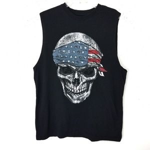 Flag Bandana Sleeveless Biker T-Shirt Sz L